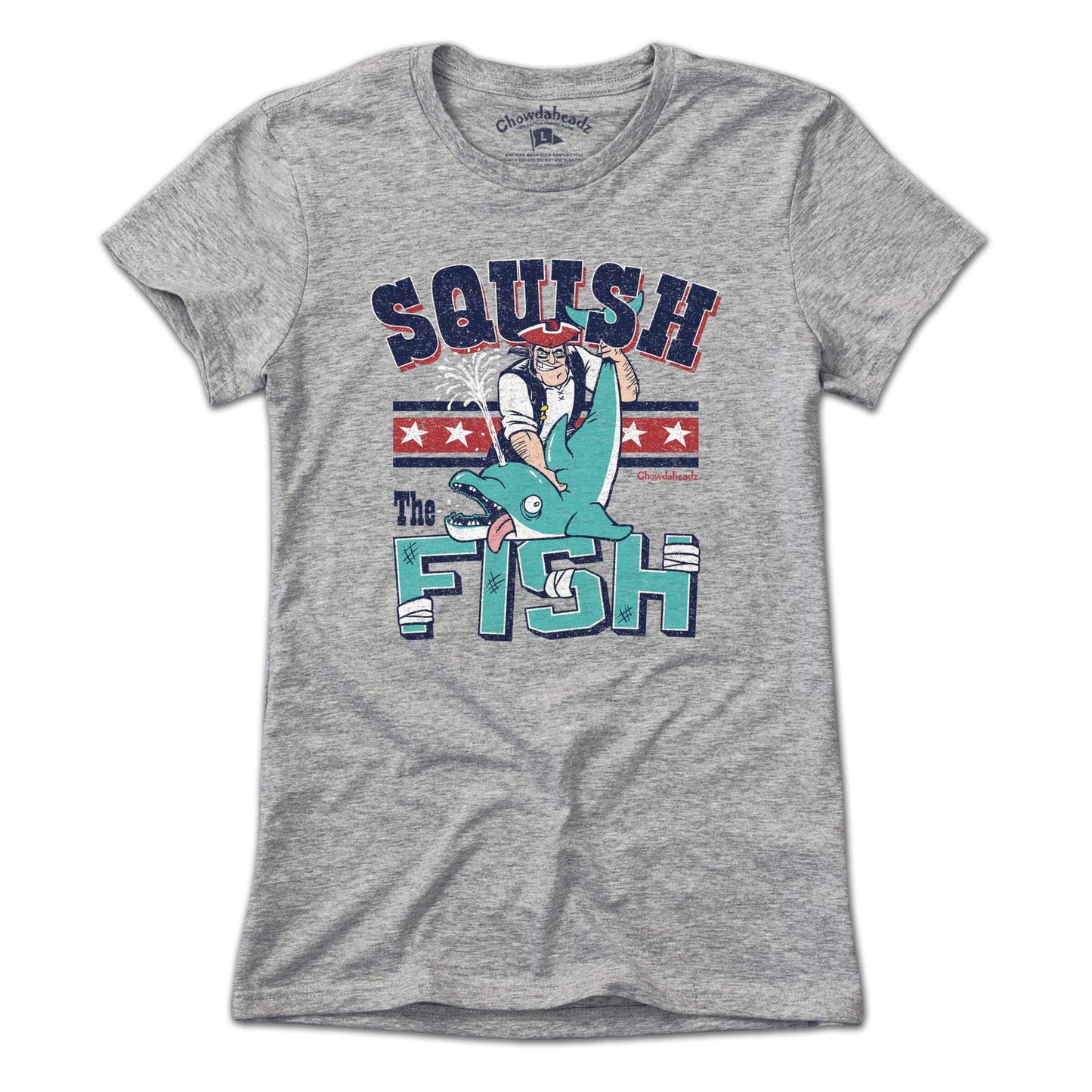 Squish The Fish New England T-Shirt Ladies / Gray / XL