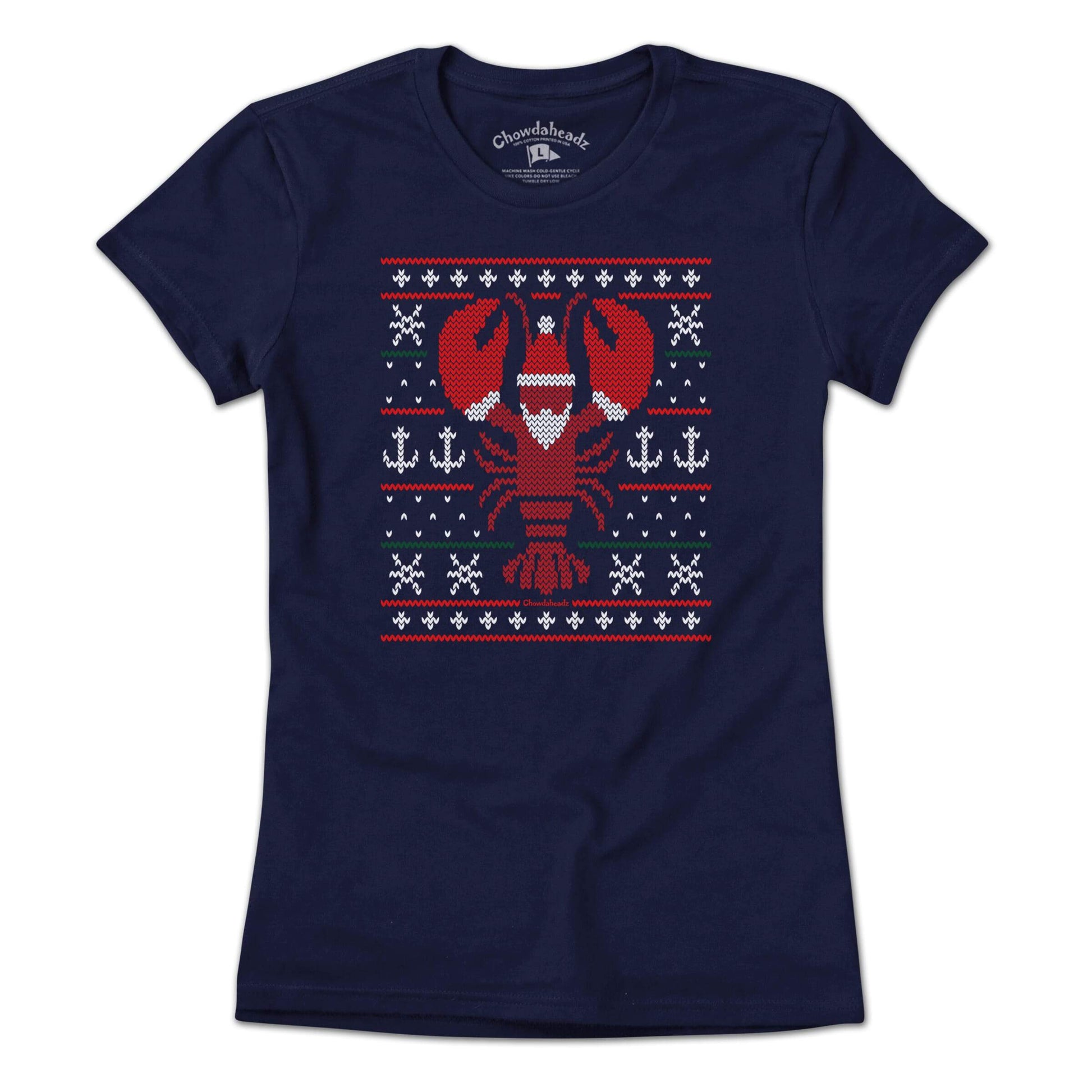 Boston Lobstah Ugly Holiday Sweater T-Shirt - Chowdaheadz