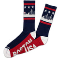 Boston USA Skyline crew socks with Boston skyline and stars-and-stripes graphic — Boston patriotic socks