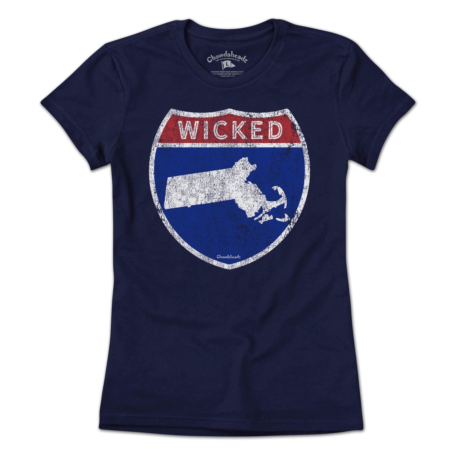 Wicked Massachusetts Highway Sign T-Shirt - Chowdaheadz