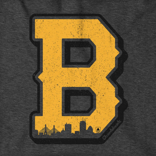 Black & Gold Big Block B Tailgater Hoodie — graphic detail in Charcoal