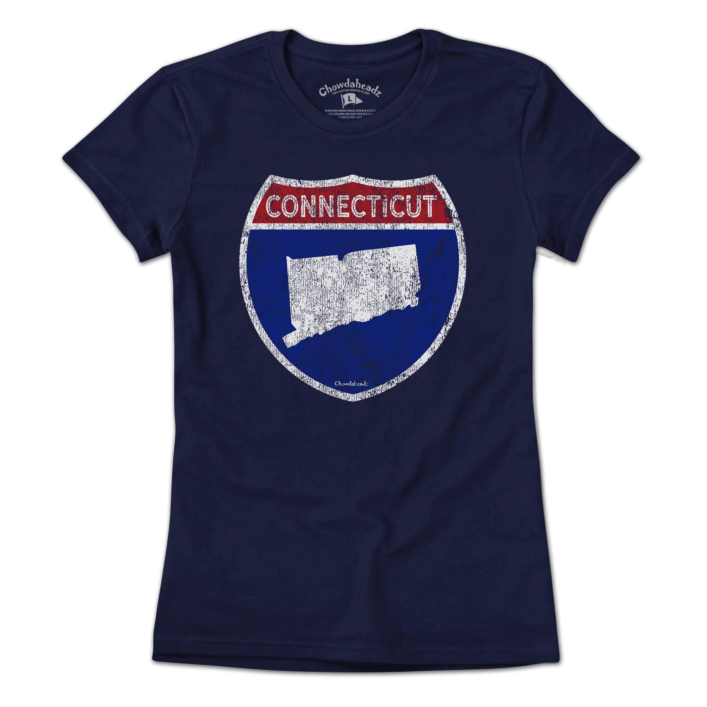 Connecticut Highway Sign T-Shirt - Chowdaheadz