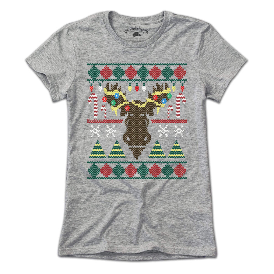 Merry Christmoose Ugly Holiday Sweater T-Shirt - Chowdaheadz