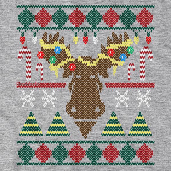 Merry Christmoose Ugly Holiday Sweater T-Shirt - Chowdaheadz
