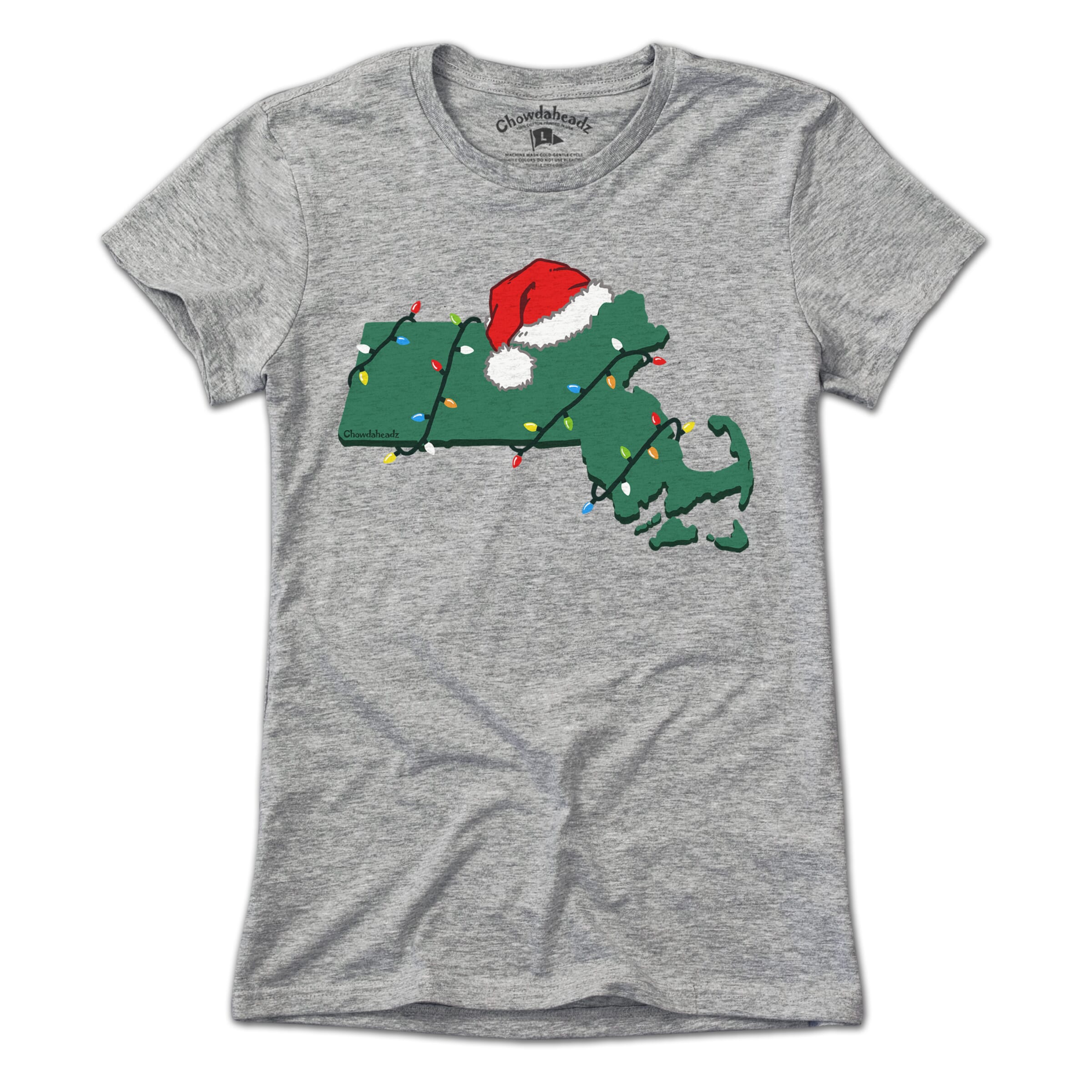 Santa Hat Massachusetts T-Shirt - Chowdaheadz
