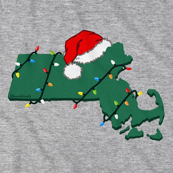 Santa Hat Massachusetts T-Shirt - Chowdaheadz
