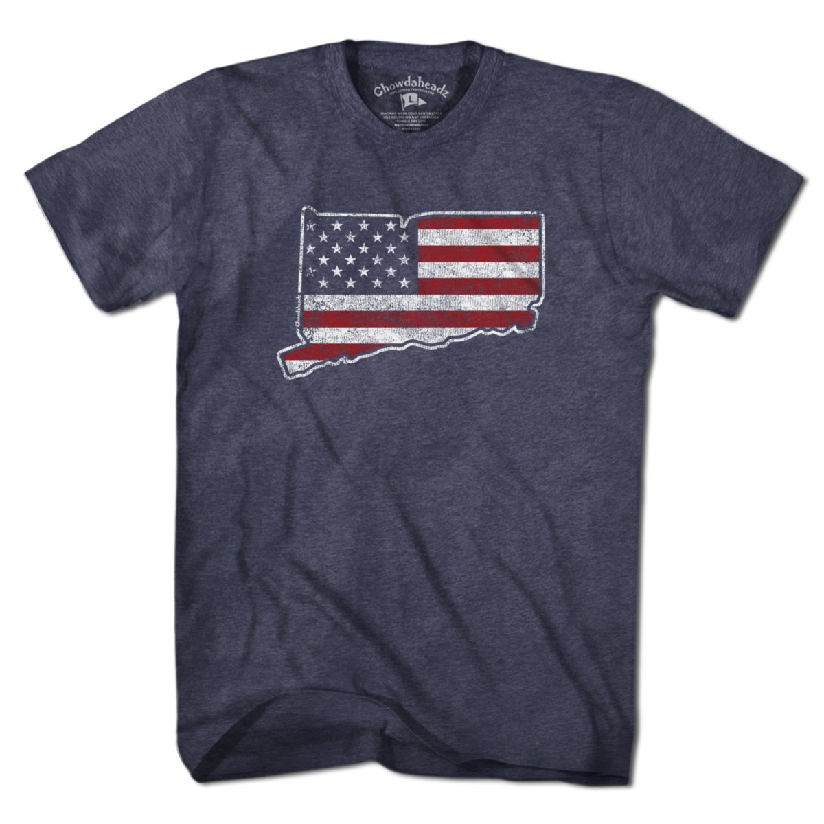 Connecticut USA t-shirt with Connecticut-meets-flag graphic — Constitution State patriotic tee