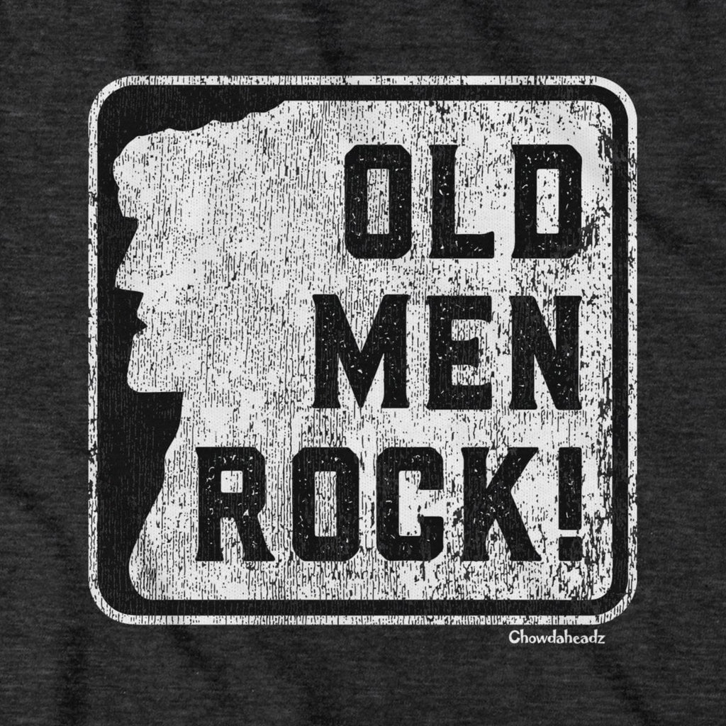 Old Men Rock Sign T-Shirt — graphic detail in Charcoal