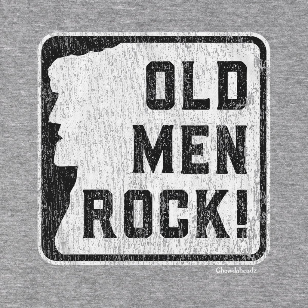 Old Men Rock Sign T-Shirt — graphic detail in Gray