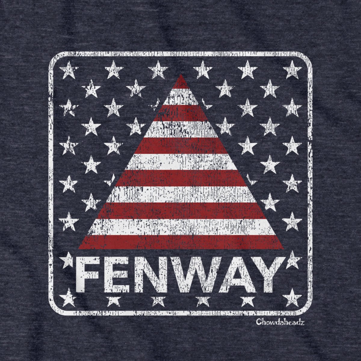 Close-up of Fenway Stars & Stripes shirt design — Fenway and flag detail