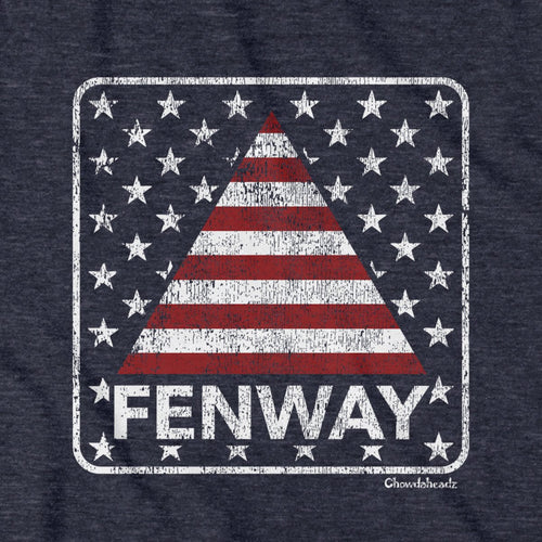 Close-up of Fenway Stars & Stripes shirt design — Fenway and flag detail