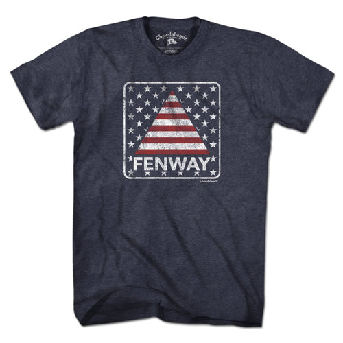 Fenway Stars & Stripes t-shirt with bold Fenway-meets-flag graphic — Boston patriotic baseball tee