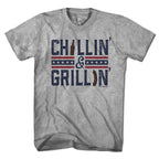 Chillin’ & Grillin’ t-shirt with bold lettering and retro grill graphic — funny grilling dad tee