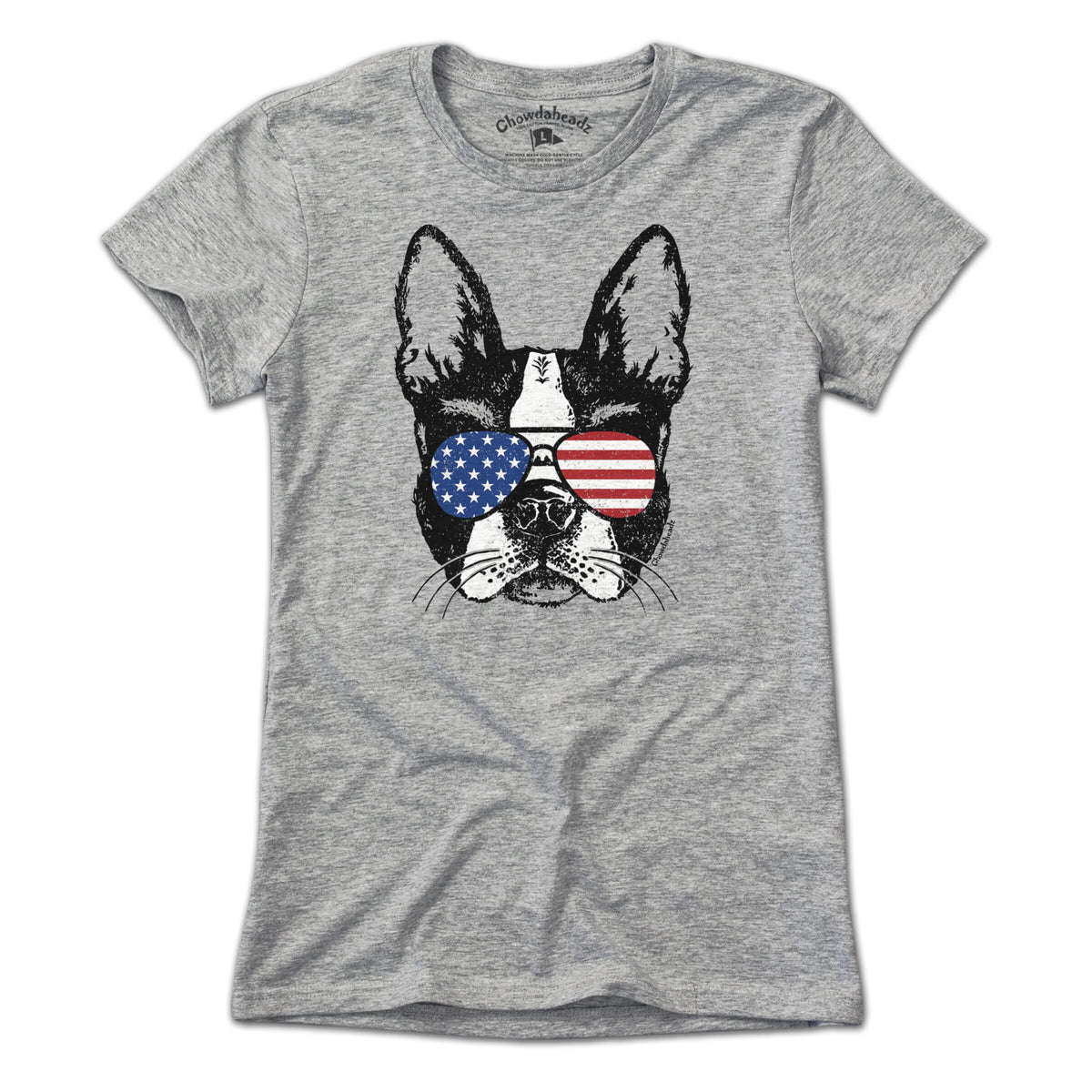 Patriotic Boston Terrier t-shirt in alternate colorway — Boston Terrier dog parent gift