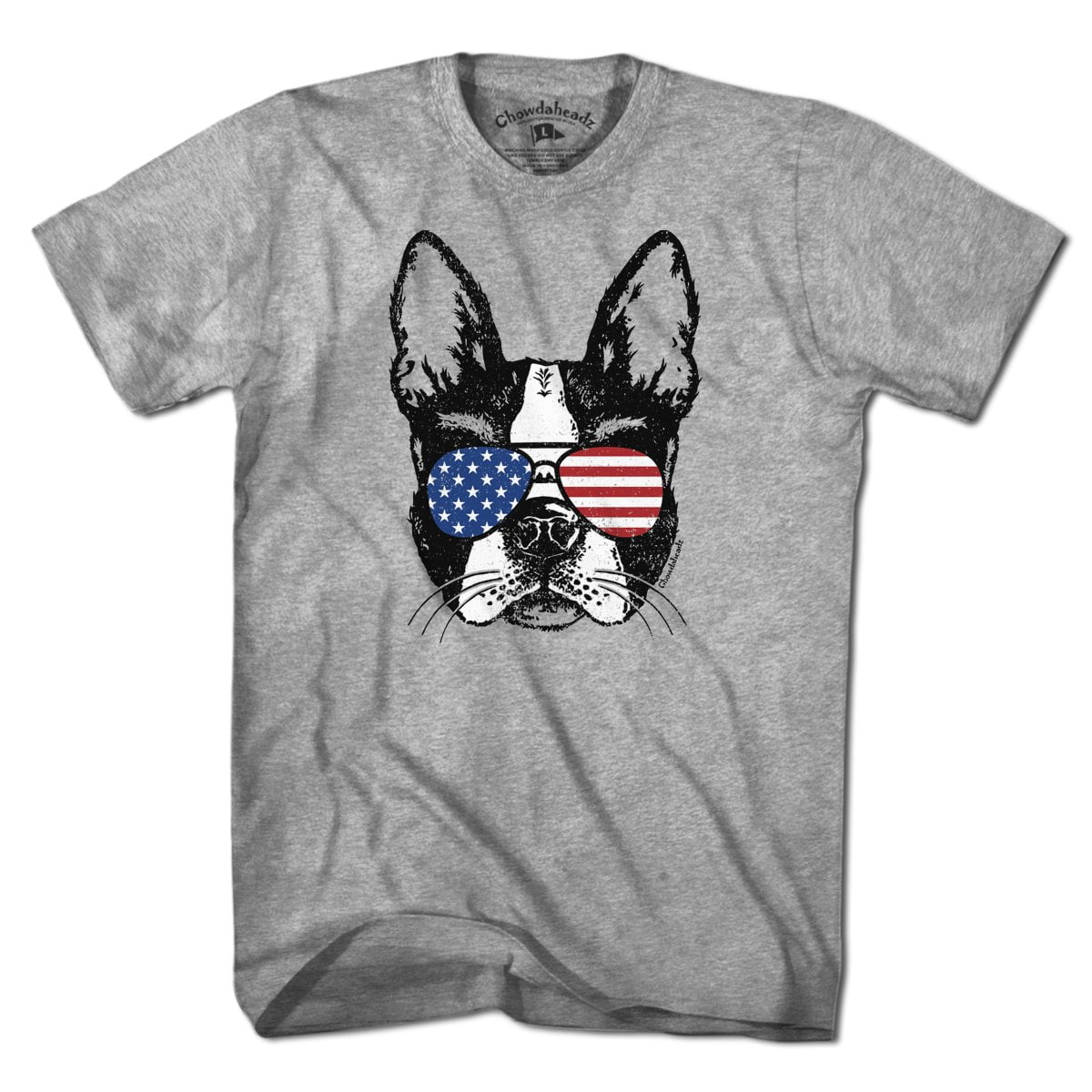 Patriotic Boston Terrier t-shirt with patriotic Boston Terrier graphic — Boston dog dad tee
