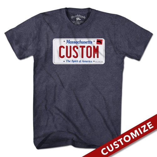 Custom Massachusetts License Plate T-Shirt - Chowdaheadz