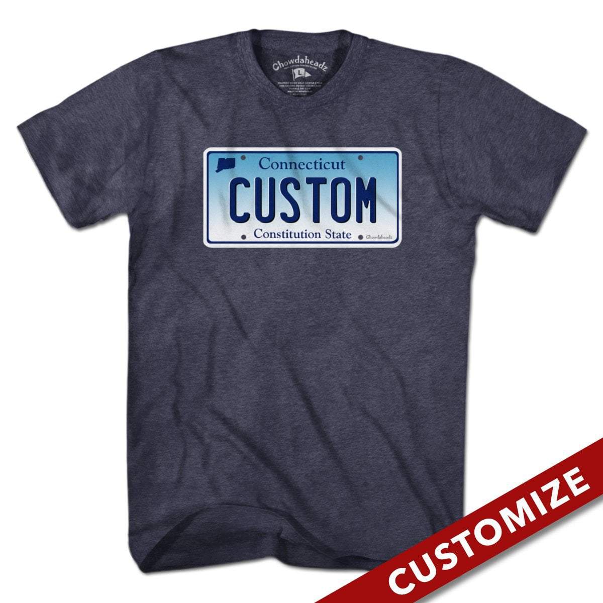 Custom Connecticut License Plate T-Shirt - Chowdaheadz