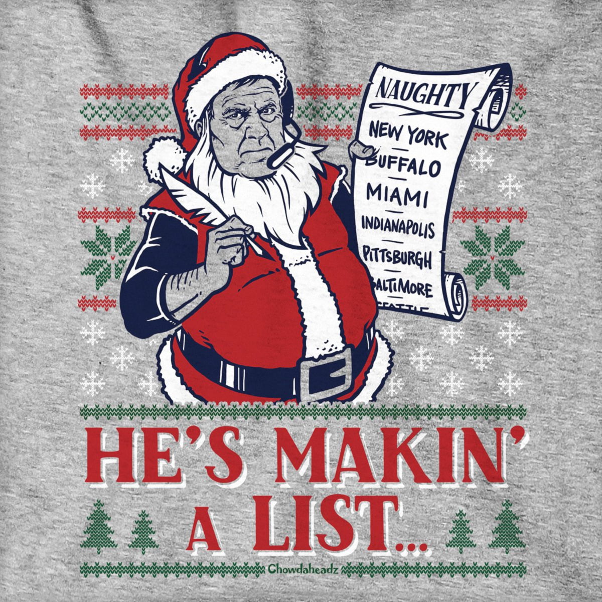 Belichick Is Coming To Town Holiday Hoodie - Chowdaheadz