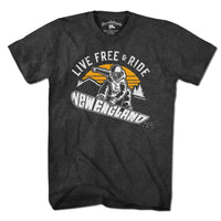 Live Free & Ride New England Snowboarder T-Shirt - Chowdaheadz