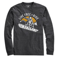 Live Free & Ride New England Snowboarder T-Shirt - Chowdaheadz