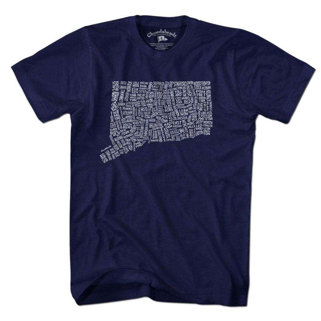 Connecticut Cities & Towns T-Shirt — tee flat lay