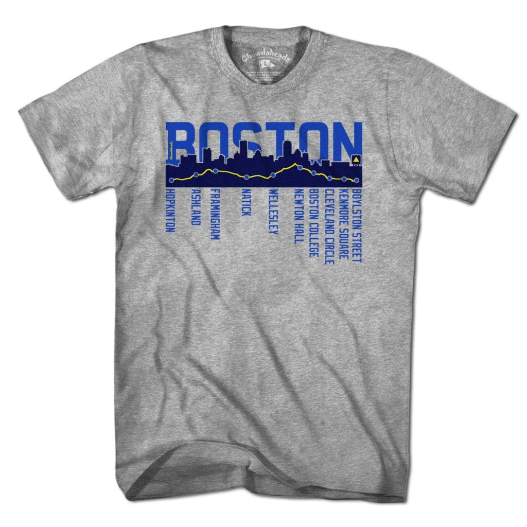 Boston Skyline Run Route T-Shirt - Chowdaheadz