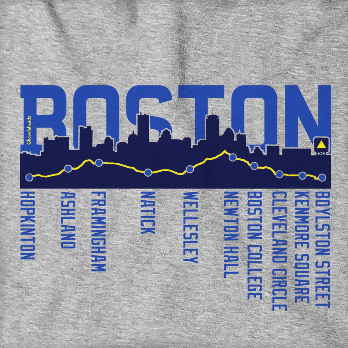 Boston Skyline Run Route Hoodie - Chowdaheadz