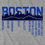 Boston Skyline Run Route T-Shirt - Chowdaheadz