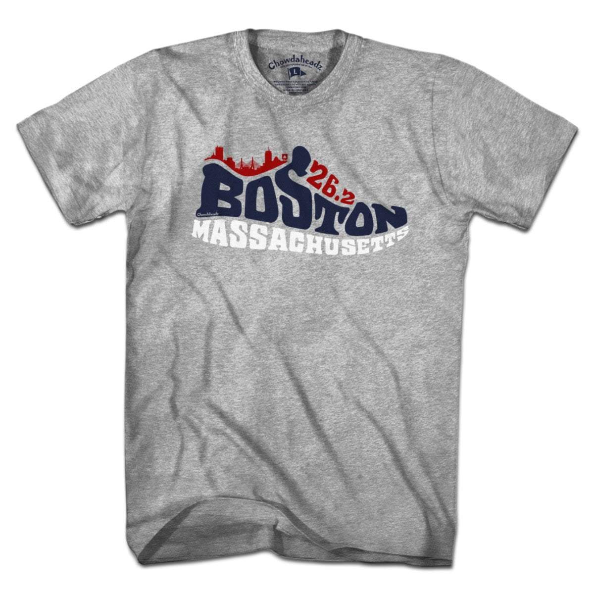 Boston Mass 26.2 Sneaker T-Shirt - Chowdaheadz