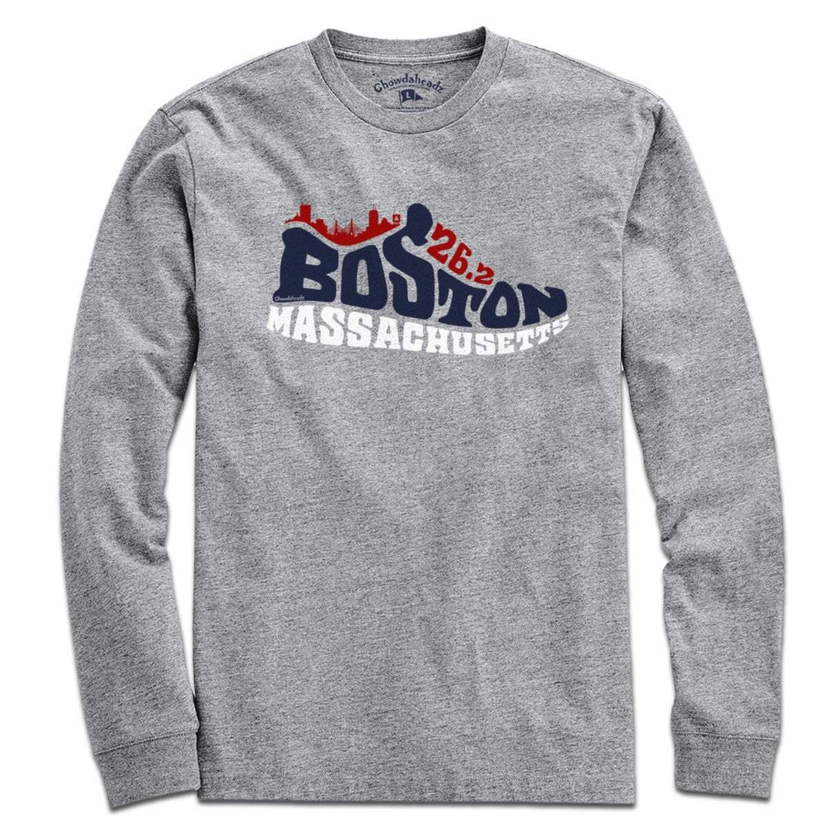 Boston Mass 26.2 Sneaker T-Shirt - Chowdaheadz