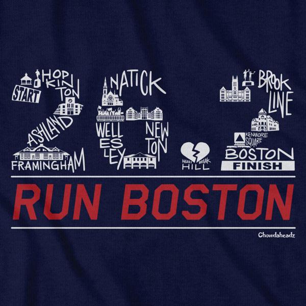 26.2 Run Boston Race Icons T-Shirt Long Sleeve / Navy / XL