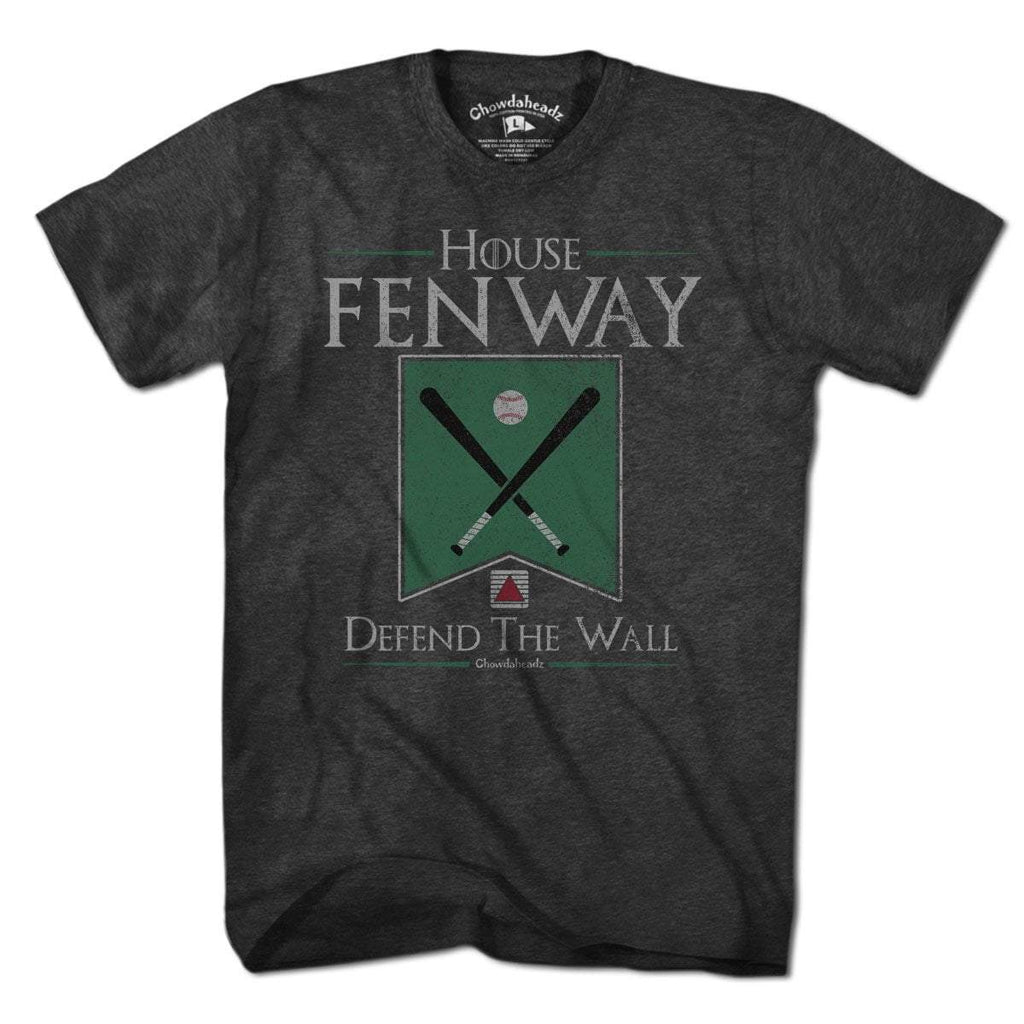 House Fenway Baseball Banner T-shirt — men's tee flat lay in Charcoal