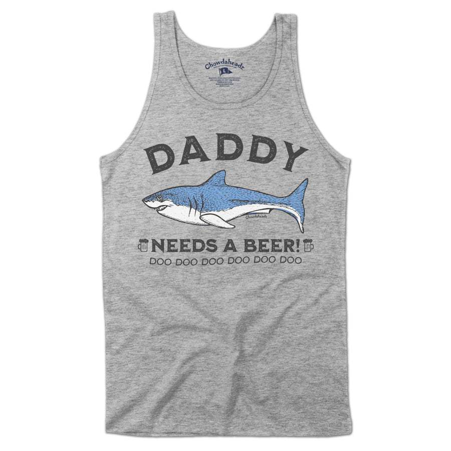 Daddy Shark Needs a Beer Men's Tank Top - Chowdaheadz