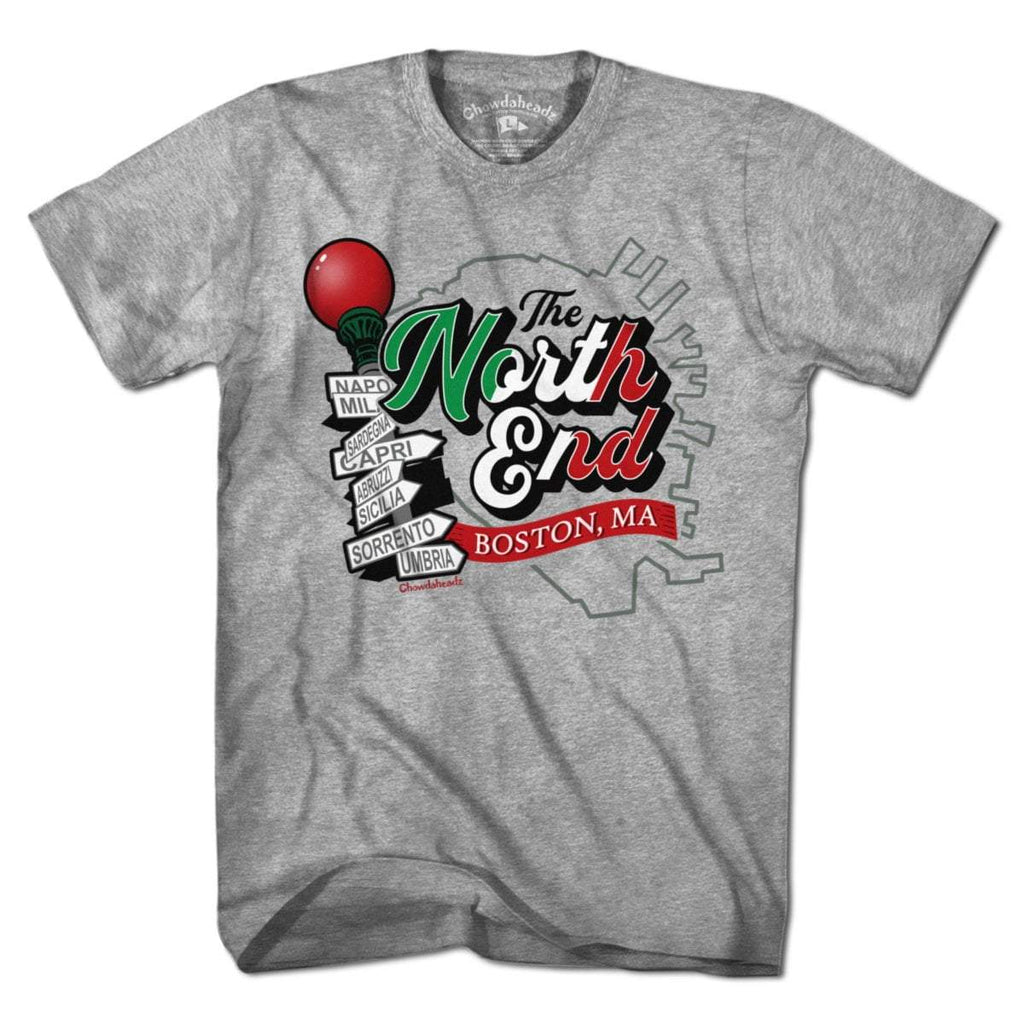 North End Boston, MA T-Shirt — tee flat lay