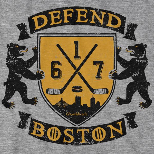 Defend Boston Hockey Shield T-Shirt - Chowdaheadz