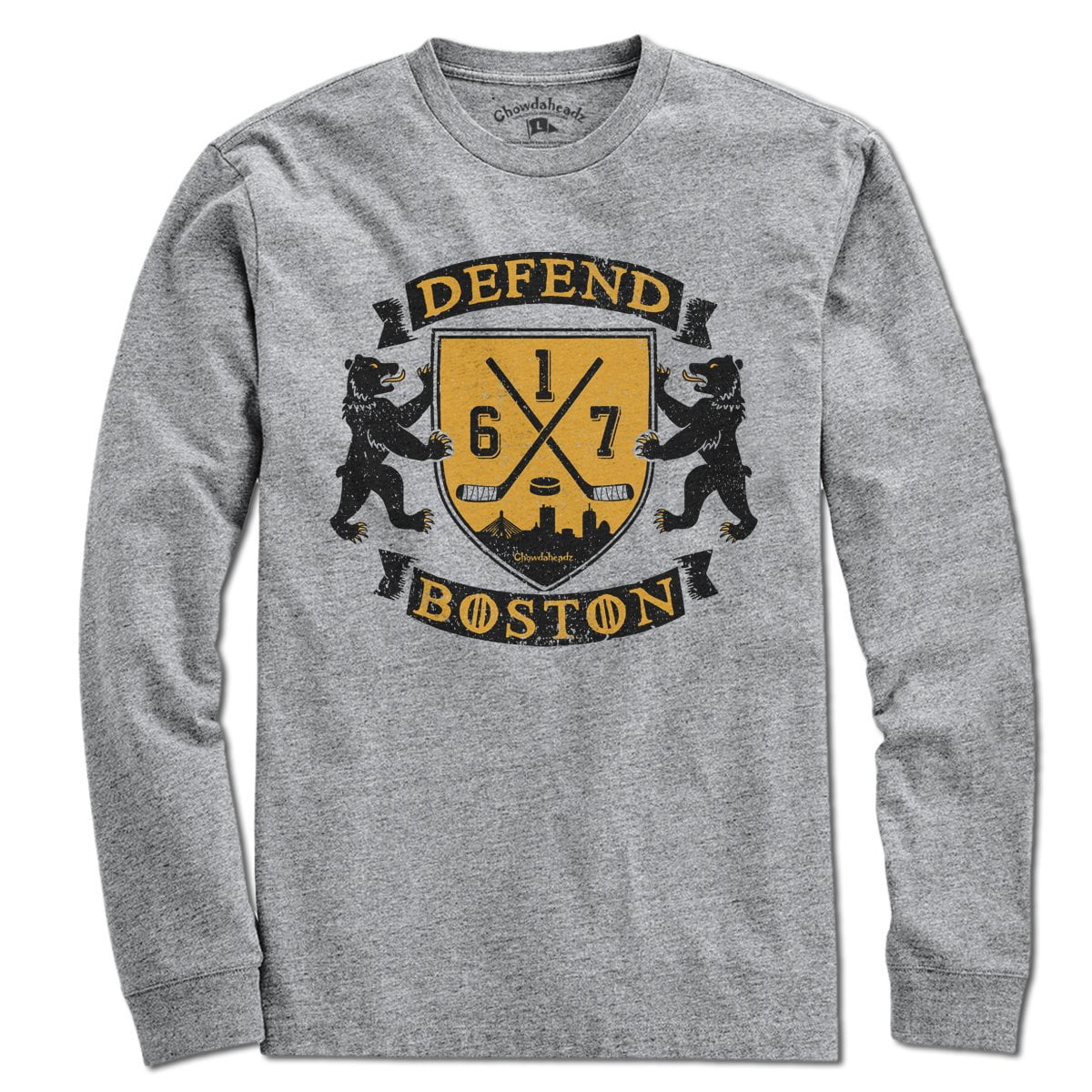 Defend Boston Hockey Shield T-Shirt - Chowdaheadz