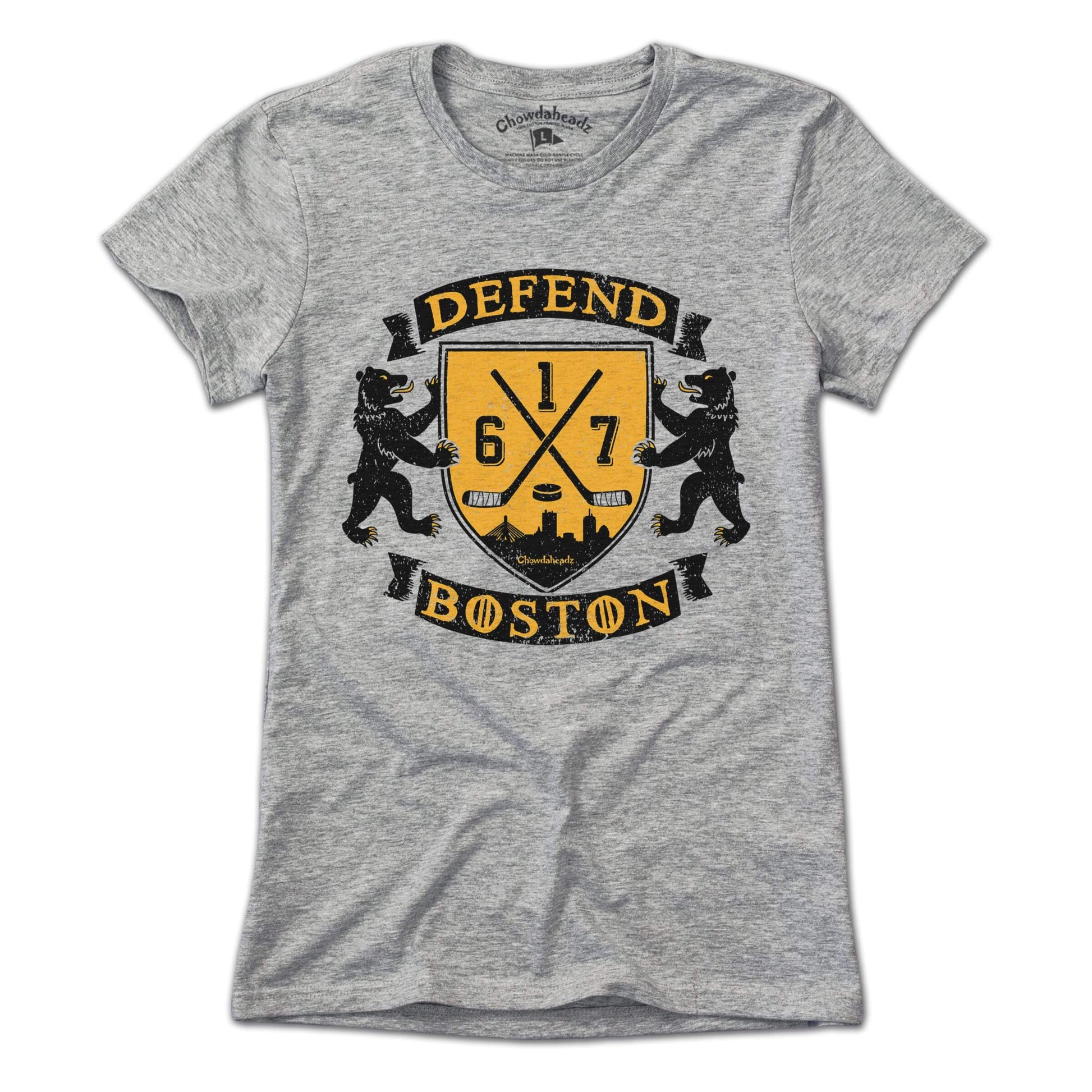 Defend Boston Hockey Shield T-Shirt - Chowdaheadz