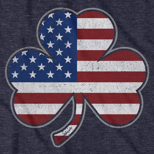 Close-up of Shamrock Stars & Stripes shirt design — shamrock and flag detail