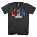 Property of USA t-shirt with varsity lettering and stars-and-stripes accent — patriotic varsity tee