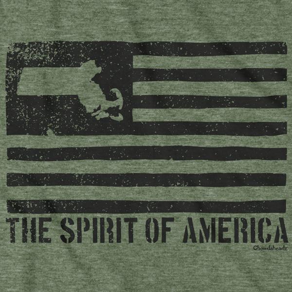 Close-up of Mass American Black Flag shirt design — monochrome flag detail