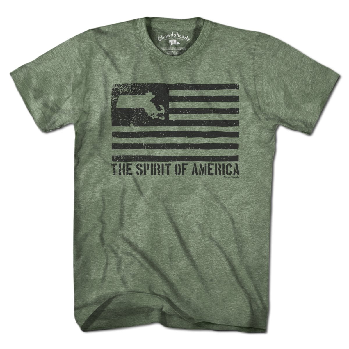 Mass American Black Flag t-shirt with monochrome Mass-meets-flag graphic — Massachusetts blackout patriotic tee