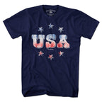 USA Stardom Tie Dye t-shirt with patriotic tie-dye stars-and-stripes treatment — patriotic tie dye tee