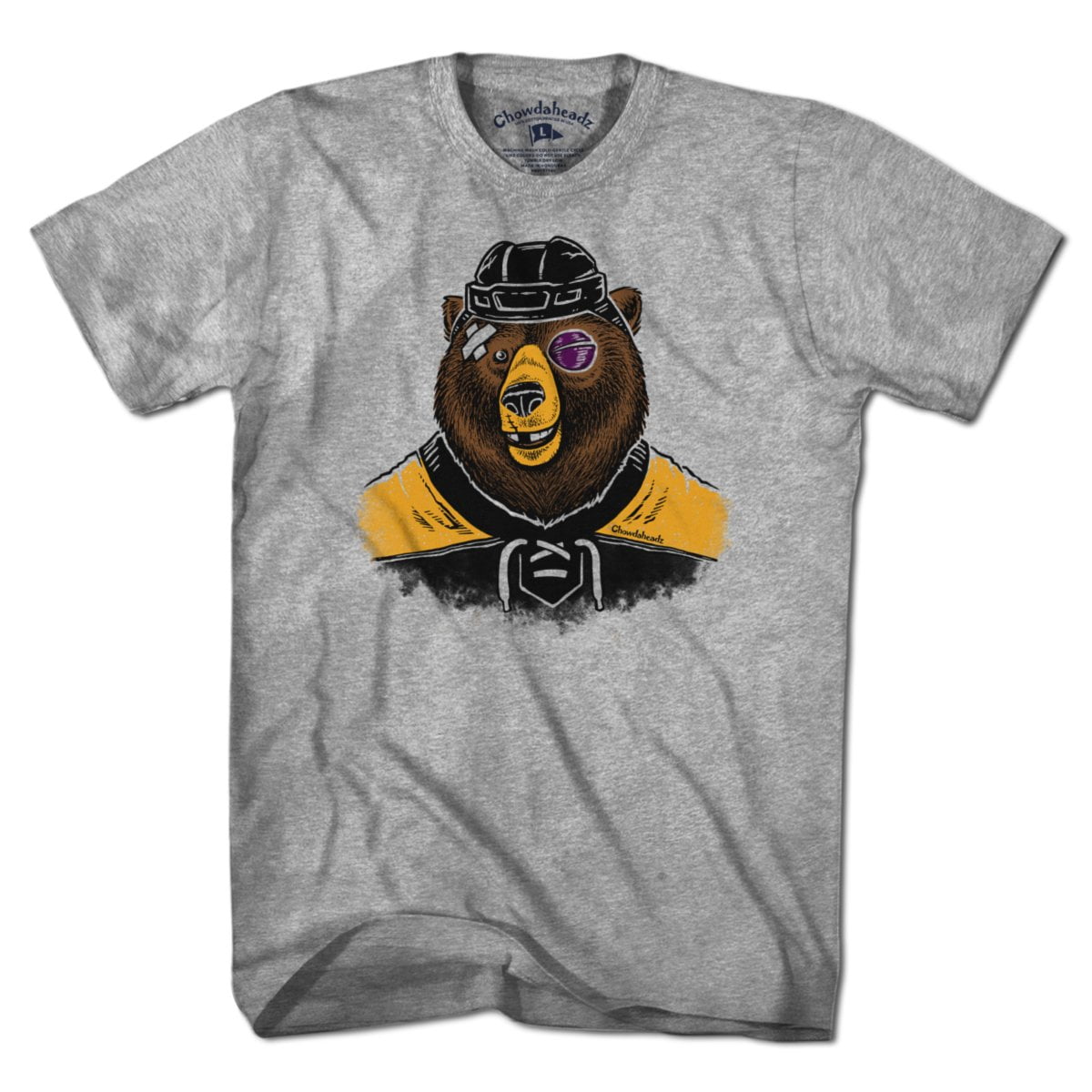 Hockey Grinnin' Bear T-Shirt - Chowdaheadz