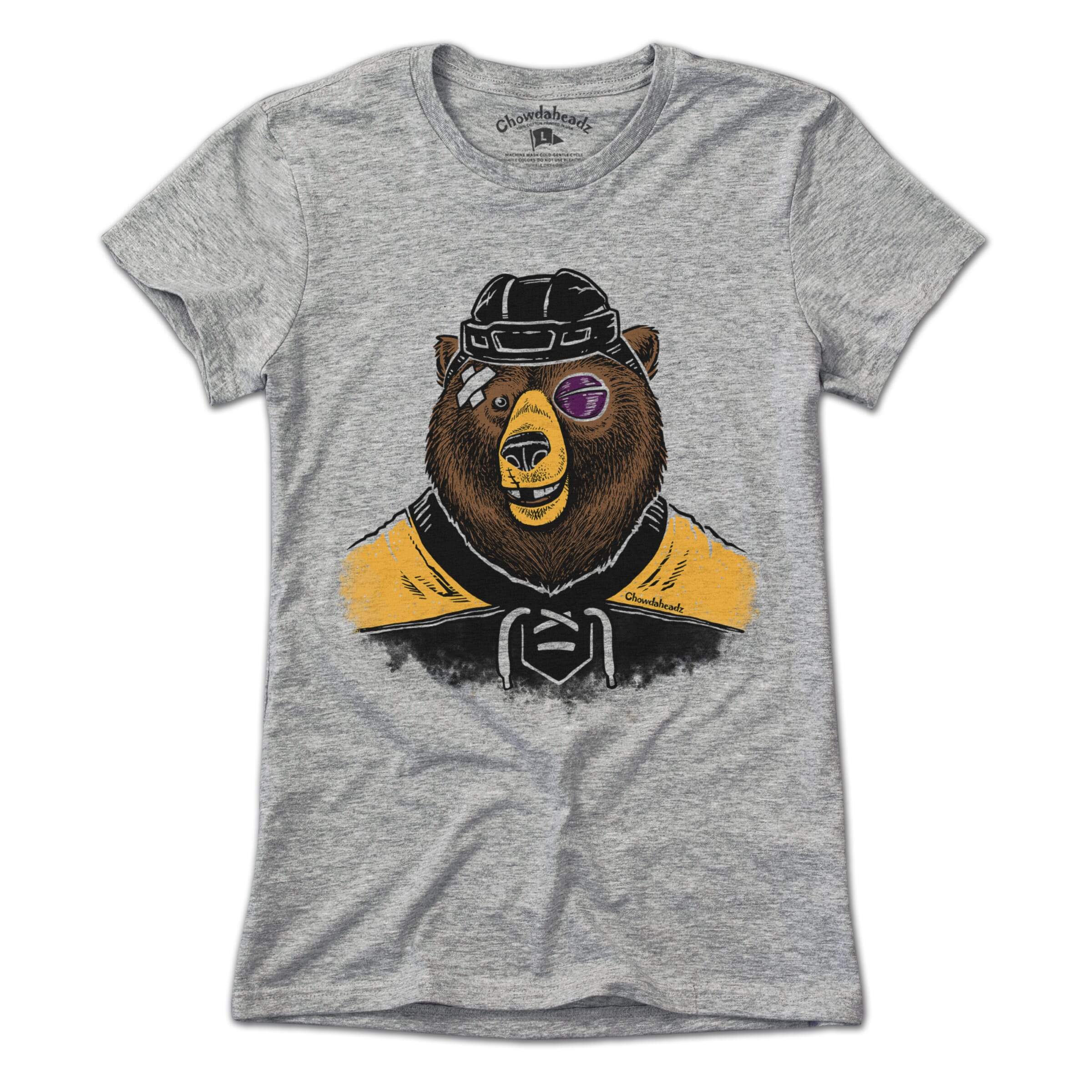 Hockey Grinnin' Bear T-Shirt - Chowdaheadz