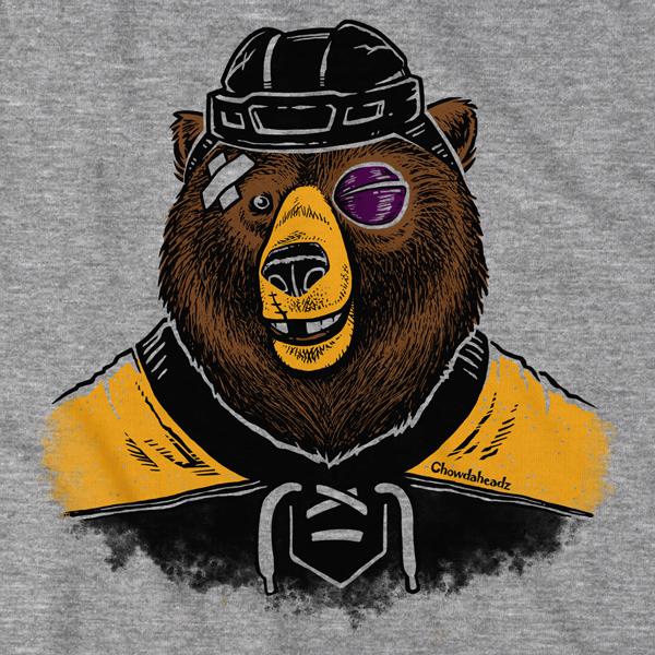 Hockey Grinnin' Bear T-Shirt - Chowdaheadz