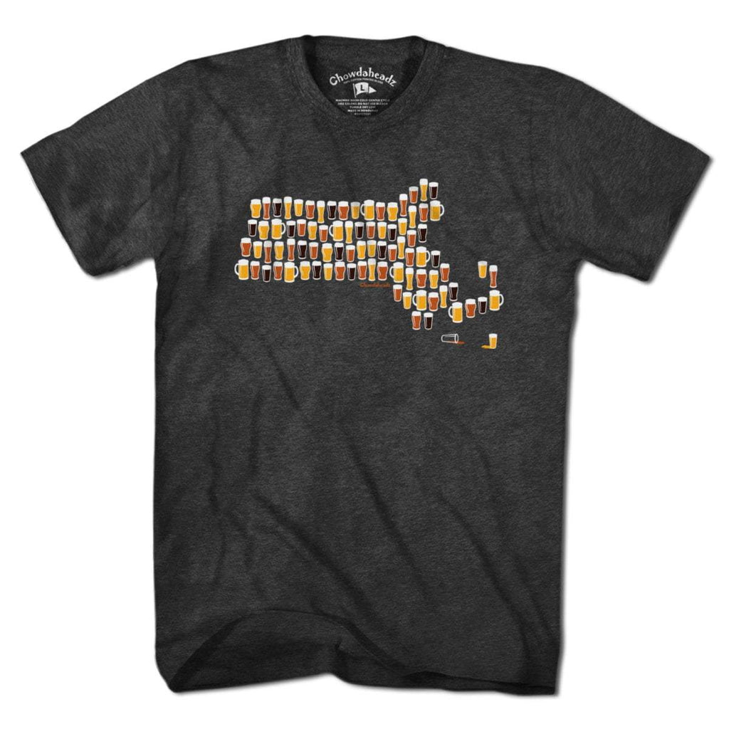 Massachusetts Beer Glasses T-Shirt - Chowdaheadz