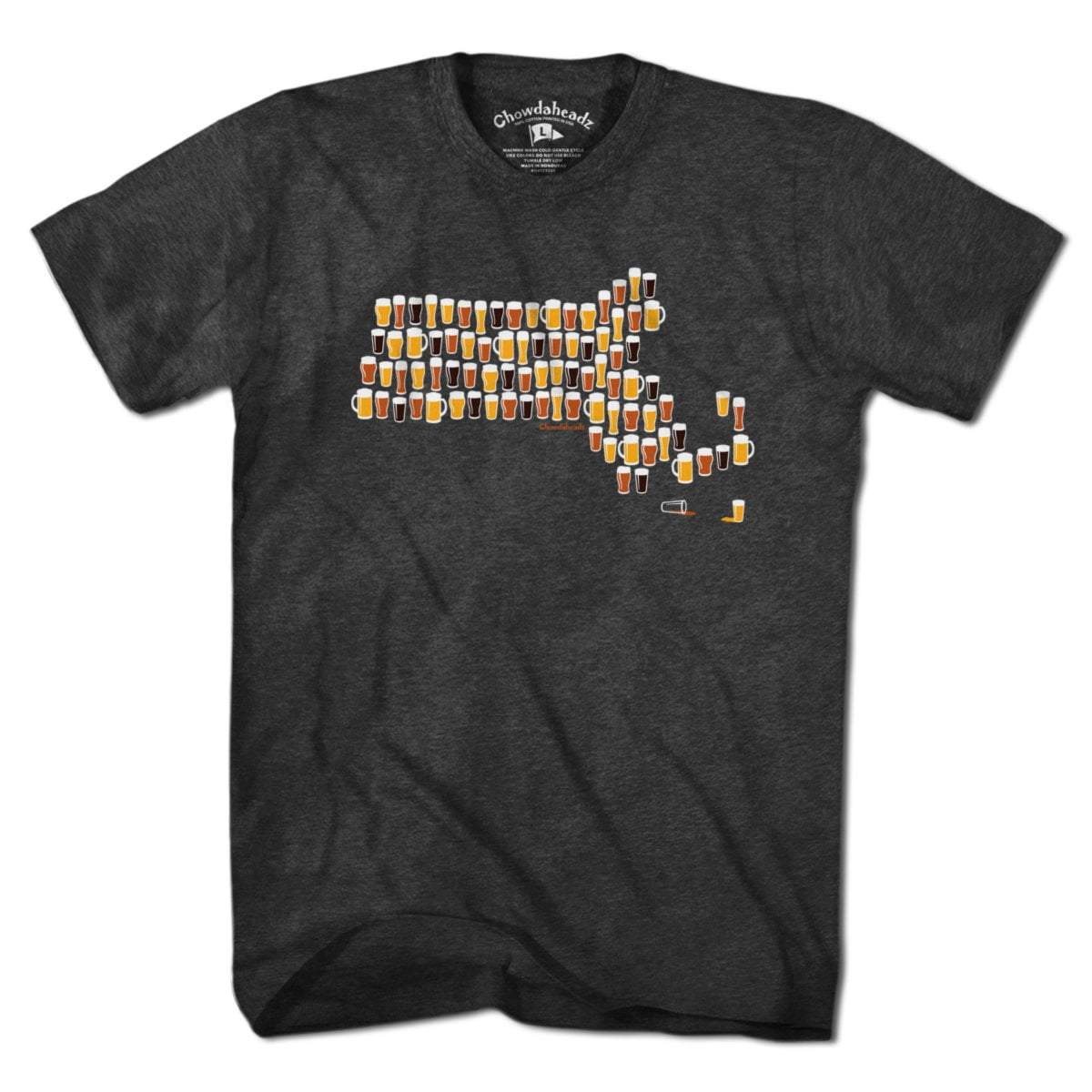 Massachusetts Beer Glasses T-Shirt - Chowdaheadz