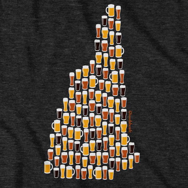 New Hampshire Beer Glasses T-Shirt - Chowdaheadz