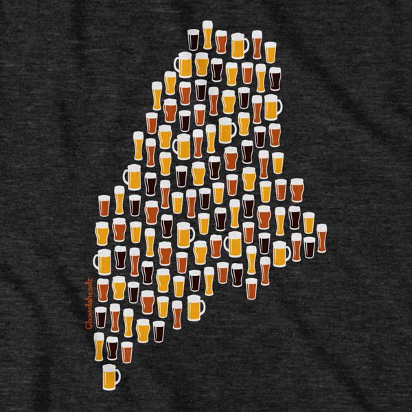 Maine Beer Glasses T-Shirt - Chowdaheadz