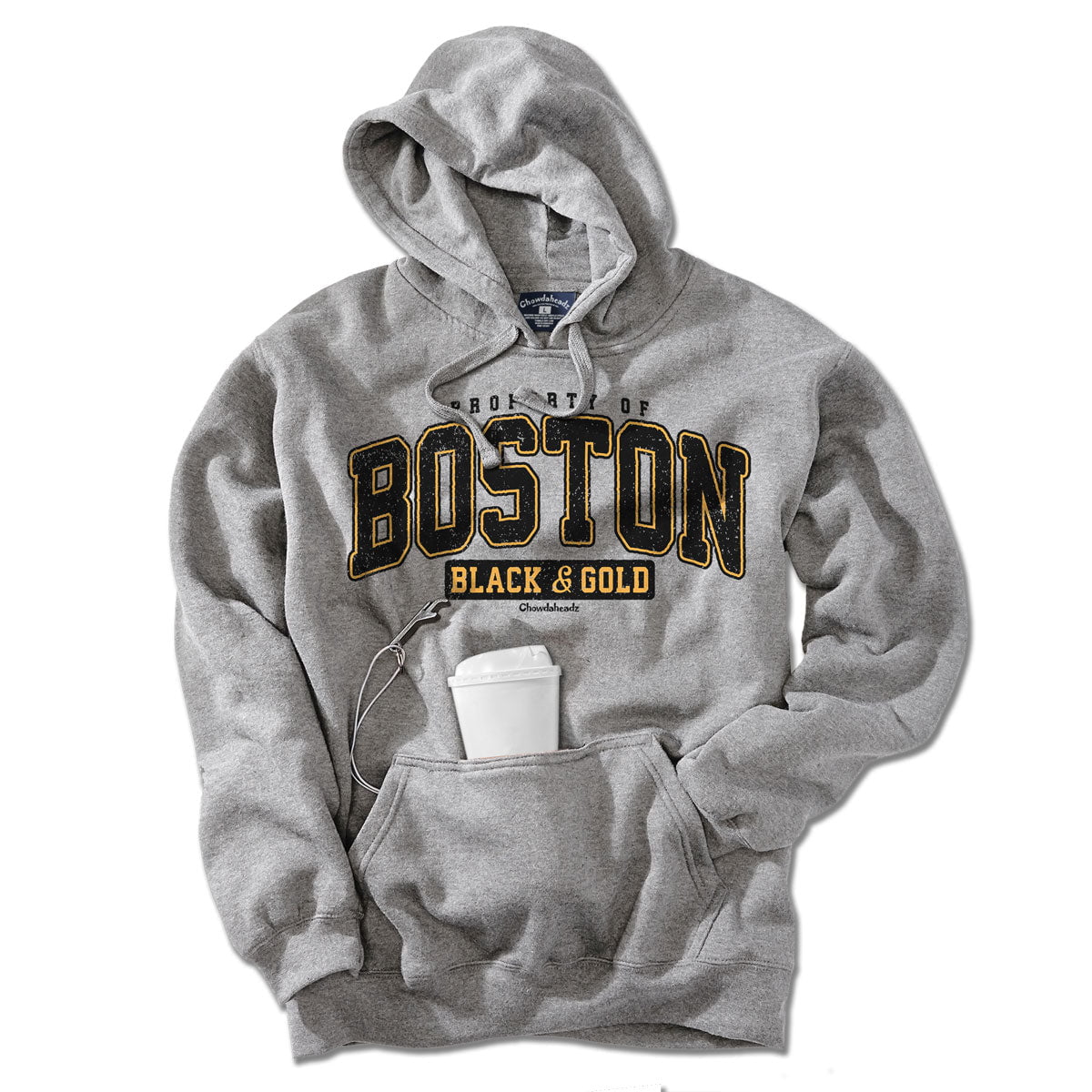 Property of Boston Black & Gold Tailgater Hoodie - Chowdaheadz